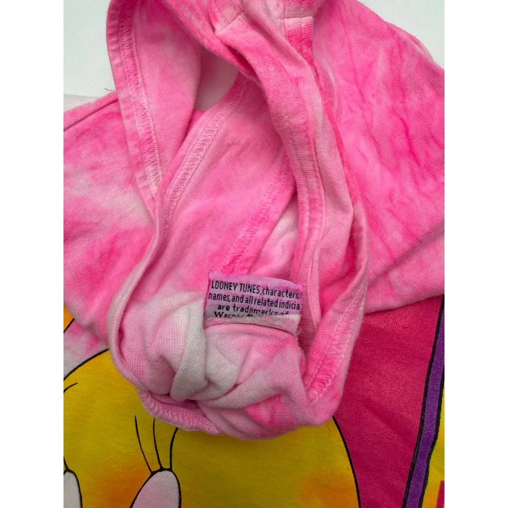 Vintage 1997 Warner Bros Tweety Bird Tie Dye Beach Cover Up Mini Dress Pink OS‎